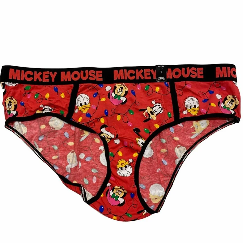 NWT TORRID Hipster Pantie Underwear Sz 1 Red Disney Mickey Donald Christmas